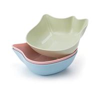 BaoFufc Set of 3 Cat Bowls with Non-Slip Bottoms, 13 x 12 x 4 cm, Safe Polypropylene for Indoor Cats, Pink