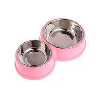 BaoFufc Water Bowl for Dogs, Water Dispenser for Pet for Cat, Lovely Feeding Station, 2 in 1 Dog Feeding Station, Stainless Steel Bowl, Pet Supplies for Large Dogs, Pink