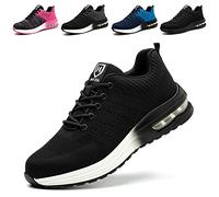 Baofular Safety Trainers Men Womens Steel Toe Trainers Lightweight Comfortable Safety Shoes Work Trainers Non Slip & Breathable Black/White 3.5 UK 36 EU 230