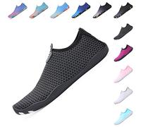 Baofular Water Shoes Women Mens Barefoot Beach Aqua Swim Shoes Quick Dry Lightweight Sea Shoes for Pool Yoga Surf Snorkeling Diving Black Silver 10 UK 44 EU