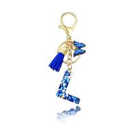 Baofuwan Keychain girl women letter key chain with initial letters butterfly handle pink blue golden for purse handbags school bag