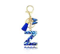 Baofuwan Keychain girl women letter key chain with initial letters butterfly handle pink blue golden for purse handbags school bag