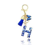 Baofuwan Keychain girl women letter key chain with initial letters butterfly handle pink blue golden for purse handbags school bag