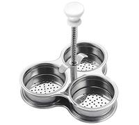 BAOFUYA 3-Cup Egg Poacher, Stainless Steel Egg Poaching Pan, Silver, Round