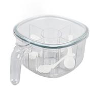 BAOFUYA 4 Compartment Condiment Holder, Plastic Clear Sealed Condiment Containers Seasoning Organizer for Home Cafes Restaurants