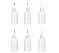BAOFUYA 6Pcs 30ml Needle Tip Glue Bottle Set: Reusable, Washable Applicator for Precision Crafts, Quilling, Paper Art, and DIY Projects | Rust-Proof Metal Tip, Easy Design (White)