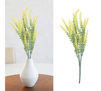 BAOFUYA Artificial Pink Heather Plants Indoor, Plastic Lavender Flower Bunch, Wedding and Home Office Decor for Elegant Touch (Yellow)