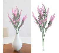 BAOFUYA Artificial Pink Heather Plants Indoor, Plastic Lavender Flower Bunch, Wedding and Home Office Decor for Elegant Touch (Rose Red)
