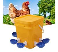 BAOFUYA Automatic Chicken Cup Waterer Little Hen Supplies Chicken Drinker 12L Barrel Chicken Feeder and Waterer for Poultry (Bucket + Big Blue Bowl + Black Screws)