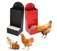 BAOFUYA Automatic Chicken Feeder, 2.6L Iron Poultry Feeder with Lid for Coop Hanging Gravity Trough for Healthier Egg Production