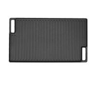BAOFUYA Cast Iron Reversible Grill Griddle, Rectangular Flat Top Plate Double Sided Ribbed Cooking Pan with Handles for Family Breakfast BBQ Camping