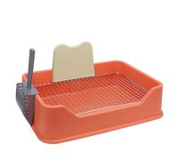 BAOFUYA Cat Litter Box, Plastic Kitty Litter Tray Box with Stainless Steel Mesh Rack, Anti Splash Design, Easy Clean Pet Toilet for Small to Medium Indoor Cats, Orange (Orange)