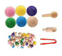 BAOFUYA Composite Wood Color Sorting Acorns Toy for the Development of Color Detection and Sorting Knowledge of Children, Comprises 20 Acorns 6 Cups for Preschool