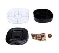 BAOFUYA Double Snack Serving Tray, Plastic Removable Divided Snackle Box Rounded Compartment Party Platter for Kitchen Outdoor BBQ Trave Picnic