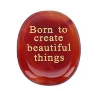 BAOFUYA Engraved Healing Stone, Enhance Confidence Easy to Carry Portable Size Red Agate Worry Stone for Friends Motivational Present