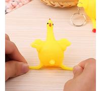 BAOFUYA Funny Rubber Chicken Keychain, Soft Rubber Squeeze Toy, Novelty Laying Egg Chicken Toy for Stress Relief, Kids Birthday Present