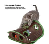 BAOFUYA Interactive Cat Tunnel Toy, 9 Hole Hide & Seek Game Pop-up Collapsible Intelligence Training, Fun Ball Mouse Hunt Cat Kitten Toy for Exercise & Entertainment with Lightweight