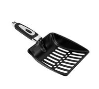 BAOFUYA Kitty Metal Scooper Cat Litter Scoop, Stainless Steel 25.2cm Ergonomic Handle Non Stick Easy Rinse Rust Proof Sifting Shovel for Clay Tofu Litter Box Cleaning Cat Daily Necessities (Black)