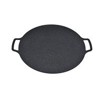 BAOFUYA Koreans BBQ Grill Not -Stick Iron Round Grill Tray for Pork Pancakes, Heat -Resistant Plate for Camping and Interior Parties Indoors (36CM)