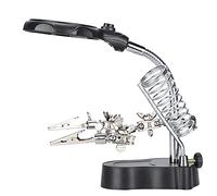 BAOFUYA Magnifying Glass with Stand 3.5X 12X Dual Lenses LED Soldering Lamp | ABS Iron Acrylic Construction, 2 Bright LED Lights, Auxiliary Clamp for Hands-free Circuit Soldering, Watch Repair