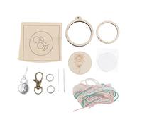 BAOFUYA Mini Embroidery Hoop Keychain, Small Ring Wooden Cross Stitch Hoop Pendant Making Kit for Earrings Jewelry DIY Crafts