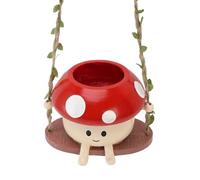 BAOFUYA Mushroom Swing Planter Hanging, Ceramic Face Pot for Indoor Outdoor Plants with Drainage Suitable for Succulents String of Pearls Small Flowering Plants