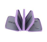 BAOFUYA Oxford Pencil Case, 72 Slots Pencil Pouch with 4 Compartments, Handle Design and Elastic Holders, Portable Organizer for Watercolor Pencils Markers Brushes Students Artists (Violet)