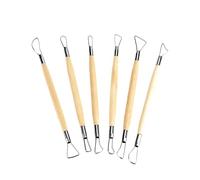 BAOFUYA Pottery Modelling Shaping Kit with Birch Wooden Handle and Stainless Steel Wire Tools, 6PCS Double Ended Carving for Clay Sculpting