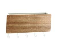 BAOFUYA Premium -HolzwandmontaTalter with 5 Hooks Punch Key Rack for Home in The Living Room Bedroom Bathroom Kitchen (Wood Color)