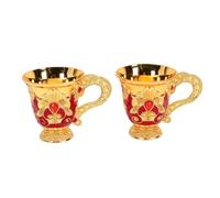 BAOFUYA Retro Goblets 2PCS 5cm Vintage Wine Cups, Gold Plated Design Nan Bars and Restaurants