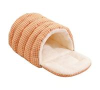 BAOFUYA Semi Closed Dog Bed Warm Enclosed Pet Cave House, Anti Deform Plush Interior 360 Degree Cover Pet Cozy Cave Bed for Cats Dogs Cat Beds & Furniture (Light Orange)