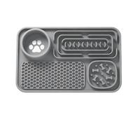 BAOFUYA Silicone Slow Feeder Lick Mat 31x21cm for Dogs and Cats, 3 Raised Textures Extend Licking Time 3X, Puzzle Feeding Pad for Wet Treats Anxiety Relief Calming Indoor Use (Light Gray)