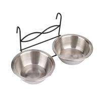 BAOFUYA Stainless Steel Hanging Pet Food Bowl for Dog Crate Cage, Dual | Hook Mount, Easy Cleanup, Non-toxic Stainless Steel, 5.12 Inch Bowl Size, Suitable for Puppy Travel