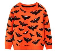 Baogaier Boys Halloween Sweatshirts Kids Long Sleeve Breathable Bat Pattern Jumper Cotton Pullover Casual Children Halloween Clothes Toddler Tops Outfits for 6-7 Years, Orange