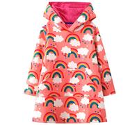 Baogaier Girls' Dress Cotton Long Sleeve Hoodie Stripes Flowers Pullover Dress Hooded Pullover Dresses Hoodie Sweatshirt Hoodie Dress Top Spring Autumn Winter Children 2-7 Years, Rainbow Clouds, 7-8