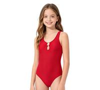 Baogaier Girls One Piece Swimsuits Cutout Bathing Suit Solid Color Swimming Costume Backless Twist Design Quick Dry Seaside Holiday Swimwear Teens Girl Beachwear for Age 11-12 Years, Red