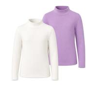 Baogaier Girls Thermal Tops, 2 Pack, Fleece Undershirt Base Layer Mock Neck
