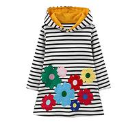 Baogaier Hooded Dress Kids Girls Stripes Flowers Hoodies Sweatshirt Long Sleeves Jumper Cotton Applique Spring Autumn Winter Causal Hoody Dresses Tops Sweater Pullover Outfits Age 6-7 Years