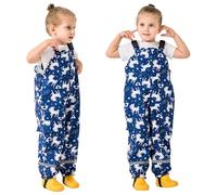 Baogaier Kids Rain Dungarees Girls Waterproof Bib Overalls Rain Trousers Mud Dirty Proof Pants with Reflective Strip Outdoor Lightweight Play Cycling Rainwear for 3-4 Years, Navy Horse