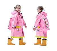 Baogaier Kids Rain Poncho Girls Hooded Waterproof Ponchos, 3-4 Years, Pink