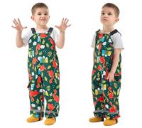 Baogaier Kids Rain Trousers Boys Waterproof Bib Overalls Rain Dungarees Mud Dirty Proof Pants with Reflective Strip Outdoor Lightweight Play Cycling Rainwear for 3-4 Years, Green Dinosaur