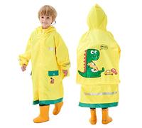Baogaier Rain Poncho Hooded Kids Raincoat Girls Boys Waterproof Ponchos Puddle Suit Rainwear Refletive 3D Animal Pattern Coat Cover Jacket Transparent Hat Brim Unisex Children Age4-6 Years Yellow