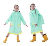 Baogaier Rain Poncho Hooded Kids Raincoat Girls Waterproof Ponchos Puddle Suit Rainwear Refletive 3D Animal Pattern Coat Cover Jacket Transparent Hat Brim Unisex Children Age 6-8 Years Green