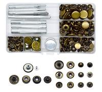 Baogaier Snap Button Fasteners Kit 50 Sets Brass Tack Buttons, Jeans Buttons, Press Stud Fastener Kit 10/12/15/17mm Metal Replacement, Fixing Tools (12.5 mm) DIY Leather Craft Repair Coat Jacket Bag