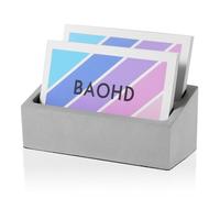 BAOHD Concrete Business Card Holder for Desk, 2 Slot Desktop Horizontal Business Card Display Stand Organizer for Office School Home, Gray