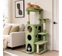 Baohe DC 48" Cat Tree Tower for Indoor Cats, Multi-Level Cat House for Large Cats with 3 Cozy Cat Condos, Extra Large Top Perch, Sisal Scratching Posts & Climbing Steps, Green