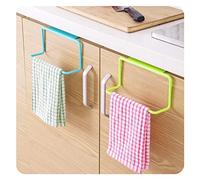 Baohooya Over Door Towel Rack for Bathroom Kitchen Cabinet Cupboard Plastic No Drilling Free standing Bath Towel Rail Towel Bar Shelf Hanger Holder Storage Tea Towel Holder (Green) (Green)