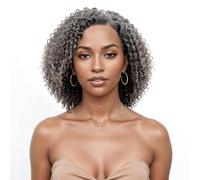 BAOHUKE Salt And Pepper Wigs Human Hair 13x4 Grey Lace Front Wig Human Hair Pre Plucked Hairline Deep Curly Salt and Pepper Bog Wig HD Transparent Lace Gray Wigs for Women 12 Inch