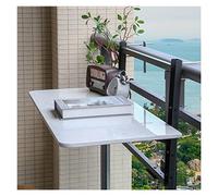 BaoHYeS Balcony Railing Table Outdoor Folding Railing Table, Marble Railing Hanging Table White Balcony Bar Table for Railings, 3 Height Adjustable Folding Balcony Table for Patio, Garden
