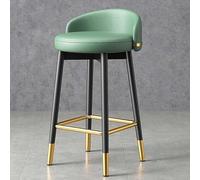 BaoHYeS Bar Stools Round Upholstered Seat with Backrest, Footrest Black Metal Legs Kitchen Counter Breakfast Chairs,65cm,D